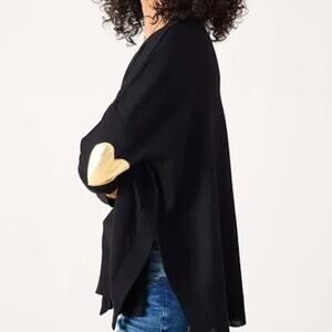 NWT Mersea Knit Gold Heart Patches Relaxed Oversized Step Hem Sweater One Size